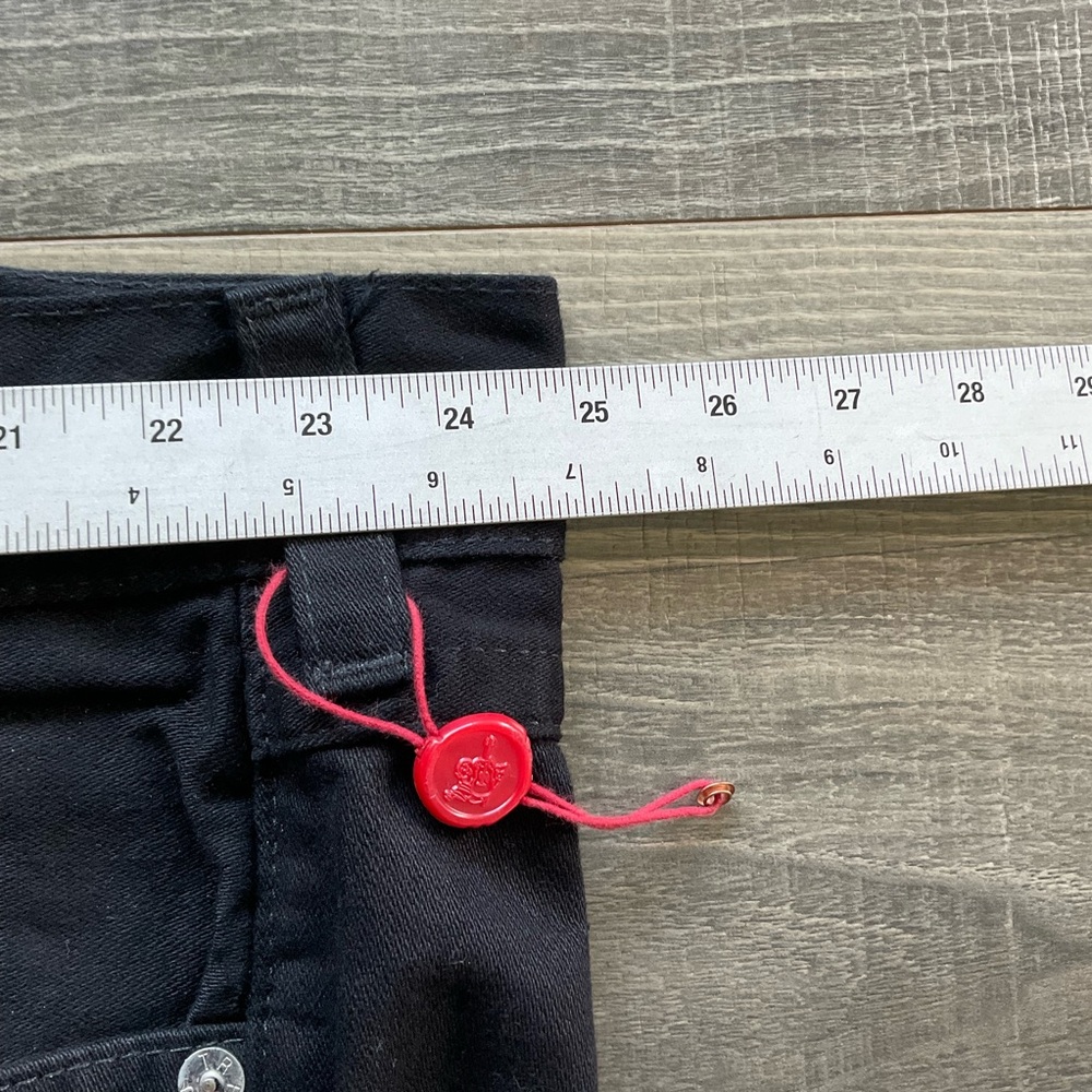 44x28 True Religion Straight w/ Flap Jeans Men’s All Black Distressed - Picture 9 of 16